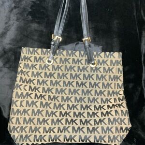Michael Kors Black and Tan Signature Tote